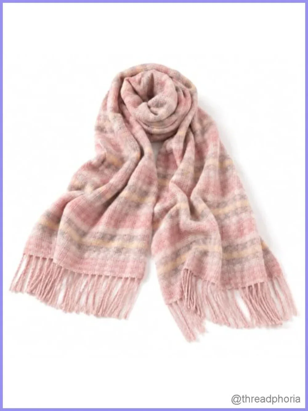 Classic Plaid Tassel Scarf, Oversized Winter Shawl, Soft Thick Knit Wrap